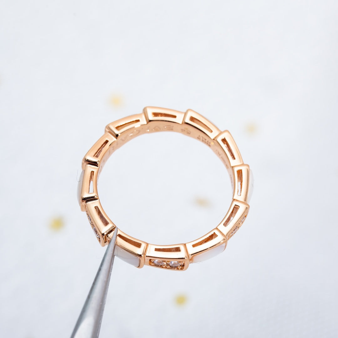 [Stellar Jewelry]SERPENTI RING PINK GOLD DIAMOND MOP 3MM