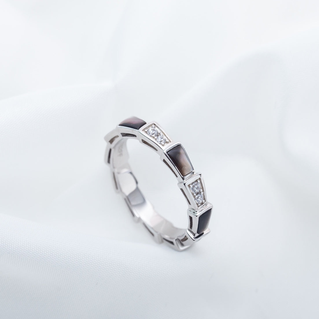 [Stellar Jewelry]SERPENTI RING SILVER  DIAMOND BLACK MOP 3MM