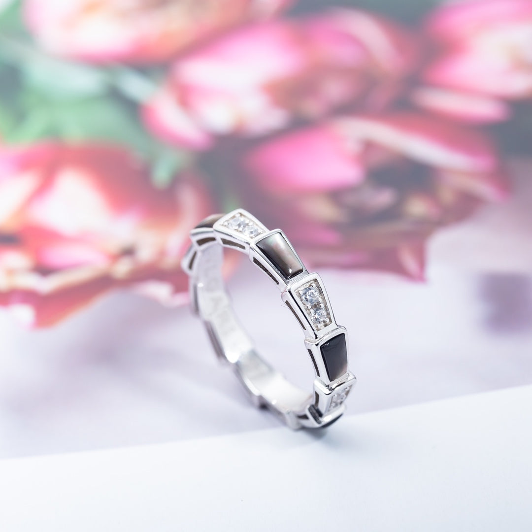 [Stellar Jewelry]SERPENTI RING SILVER  DIAMOND BLACK MOP 3MM