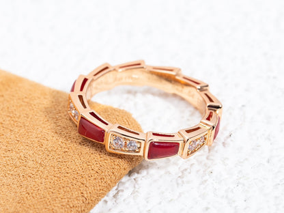 [Stellar Jewelry]SERPENTI RING PINK GOLD CARNELIAN DIAMOND 3MM
