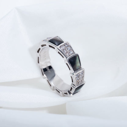 [Stellar Jewelry]SERPENTI RING SILVER DIAMOND BLACK MOP 4MM