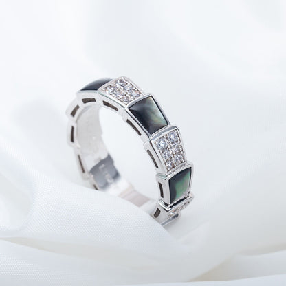 [Stellar Jewelry]SERPENTI RING SILVER DIAMOND BLACK MOP 4MM