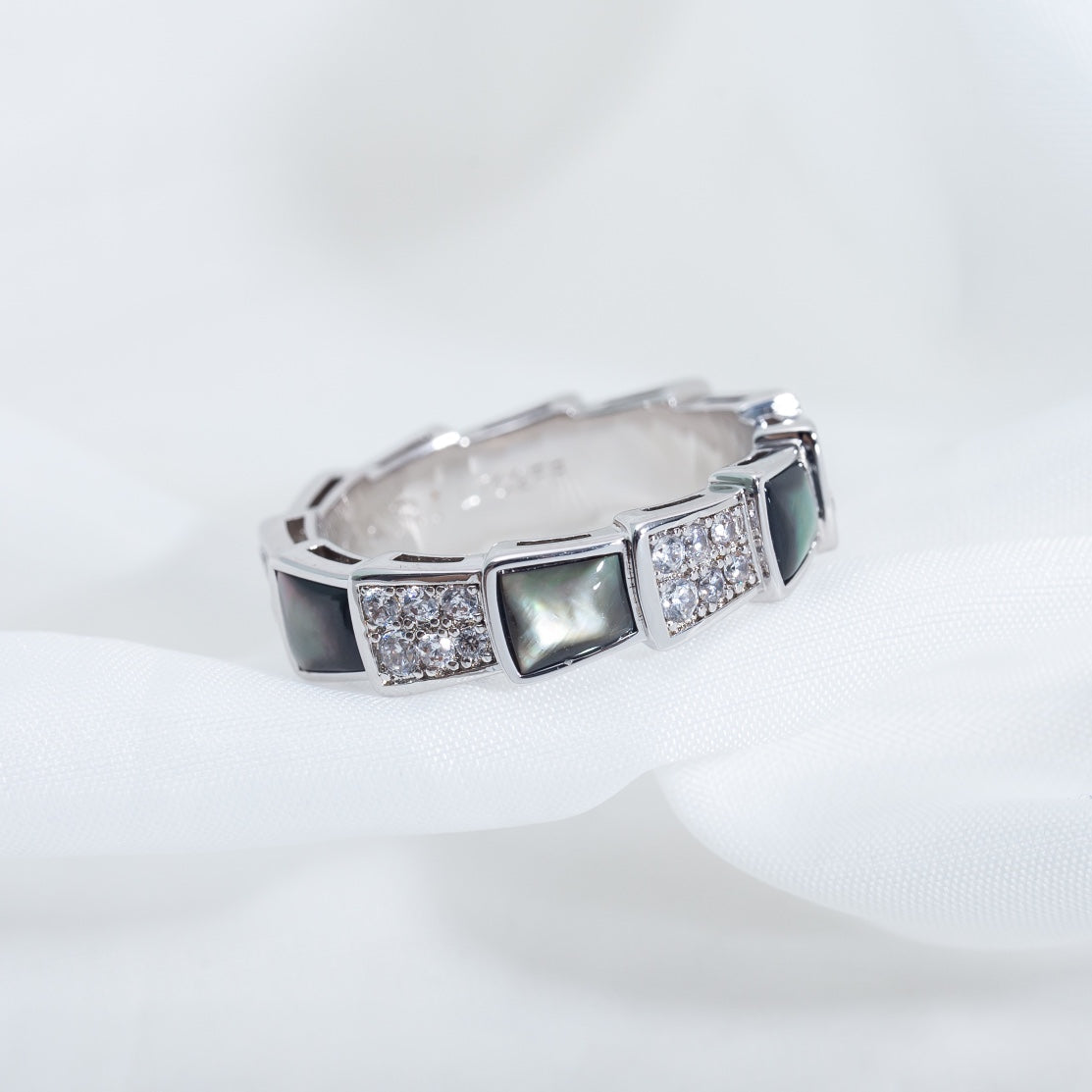 [Stellar Jewelry]SERPENTI RING SILVER DIAMOND BLACK MOP 4MM