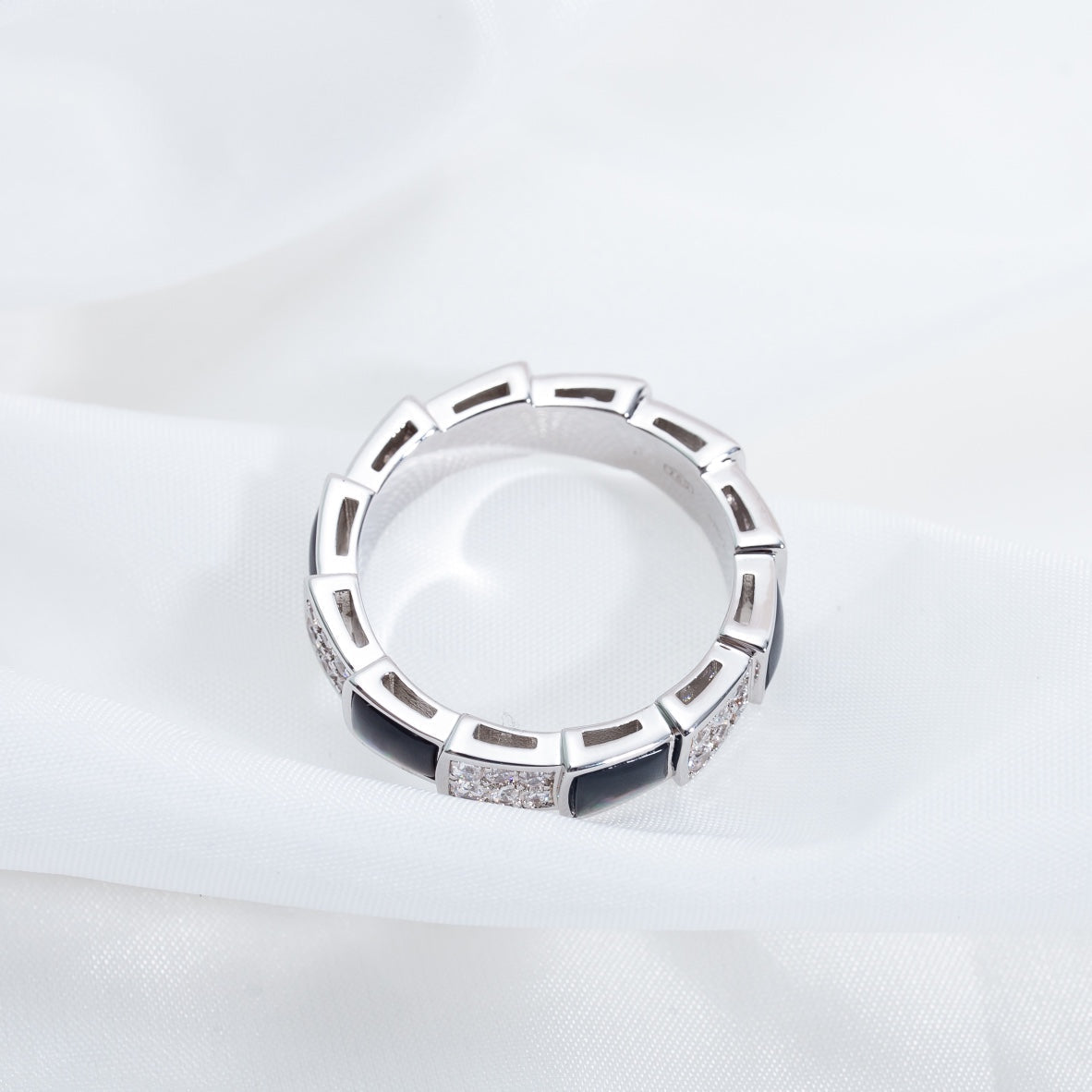 [Stellar Jewelry]SERPENTI RING SILVER DIAMOND BLACK MOP 4MM