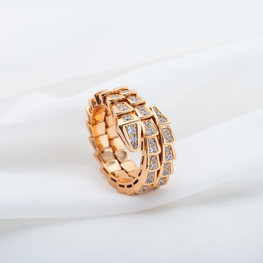 [Stellar Jewelry]SERPENTI RING PINK GOLD DIAMOND DOUBLE ROW