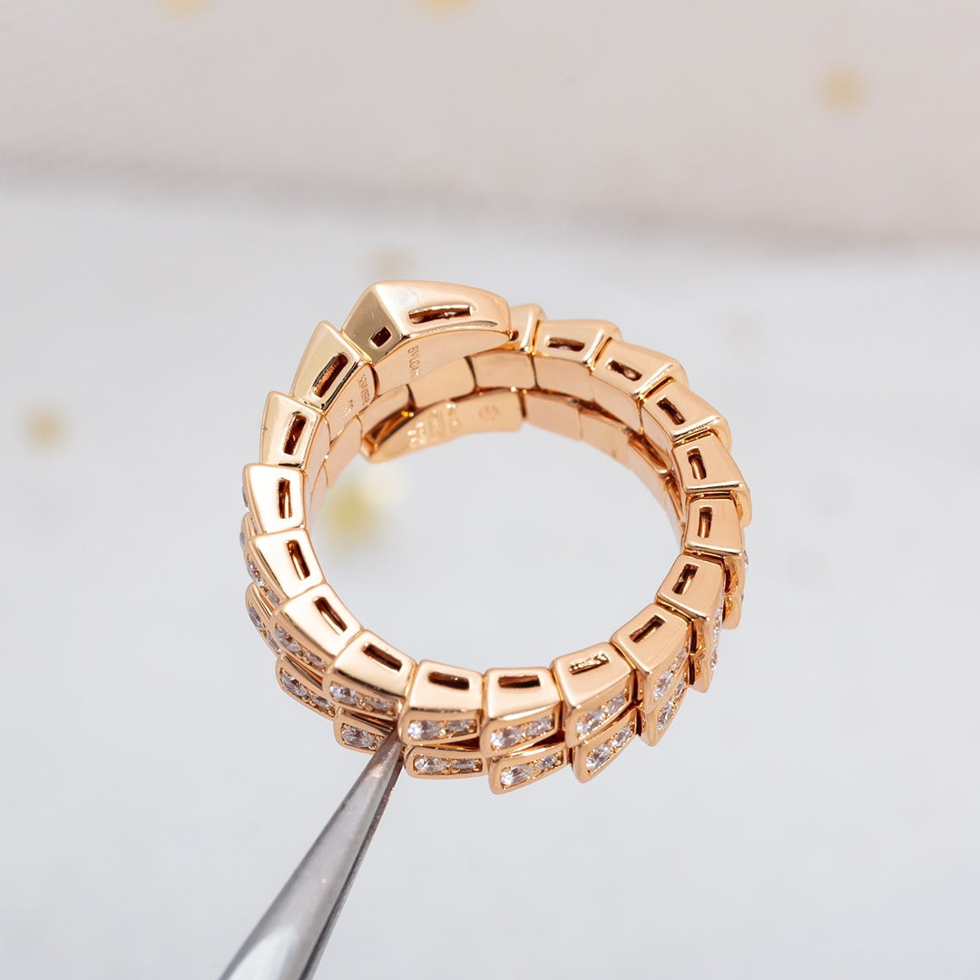 [Stellar Jewelry]SERPENTI RING PINK GOLD DIAMOND DOUBLE ROW