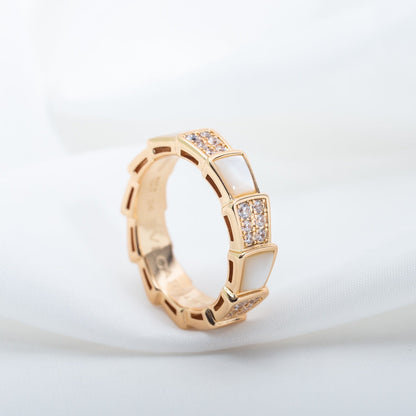 [Stellar Jewelry]SERPENTI RING PINK GOLD MOP DIAMOND PAVED 4MM