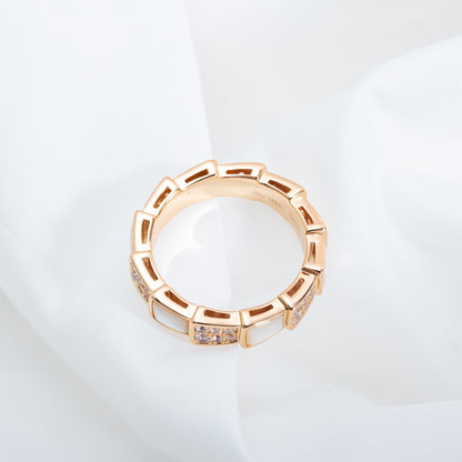 [Stellar Jewelry]SERPENTI RING PINK GOLD MOP DIAMOND PAVED 4MM