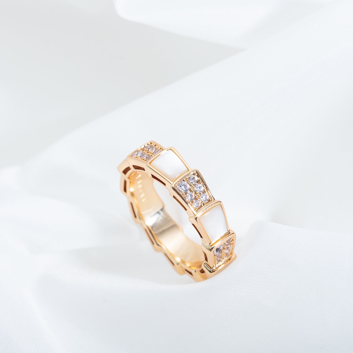 [Stellar Jewelry]SERPENTI RING PINK GOLD MOP DIAMOND PAVED 4MM