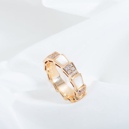 [Stellar Jewelry]SERPENTI RING PINK GOLD MOP DIAMOND PAVED 4MM