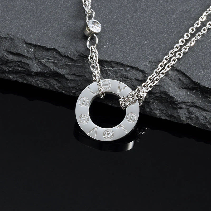[Stellar Jewelry]LOVE NECKLACE 16MM 2 DIAMONDS