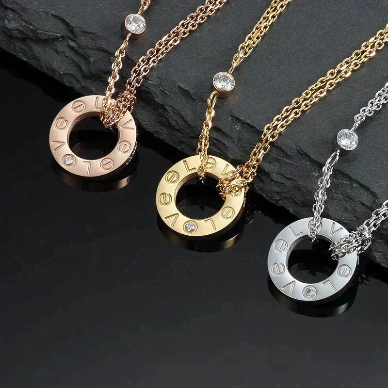 [Stellar Jewelry]LOVE NECKLACE 16MM 2 DIAMONDS