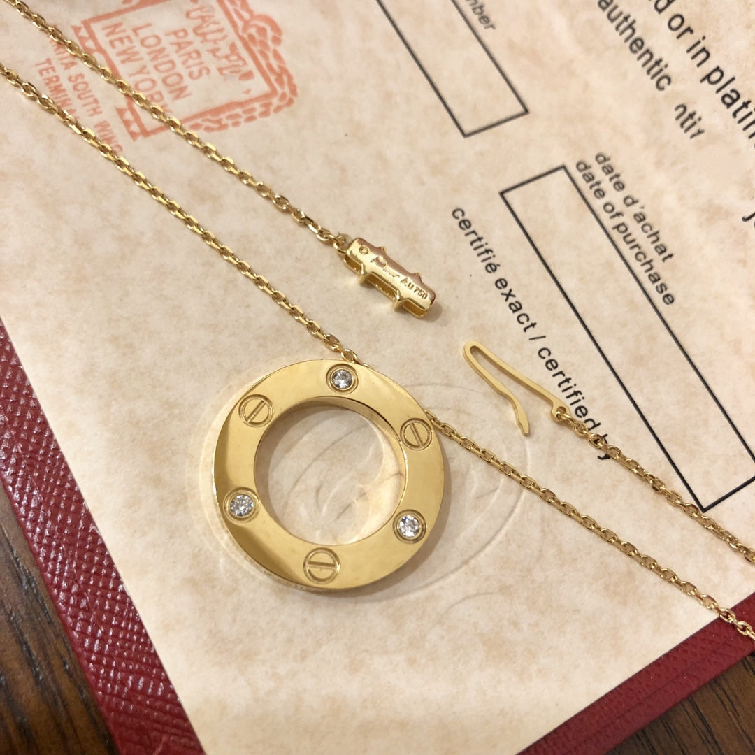 [Stellar Jewelry]LOVE NECKLACE 16MM 3 DIAMONDS