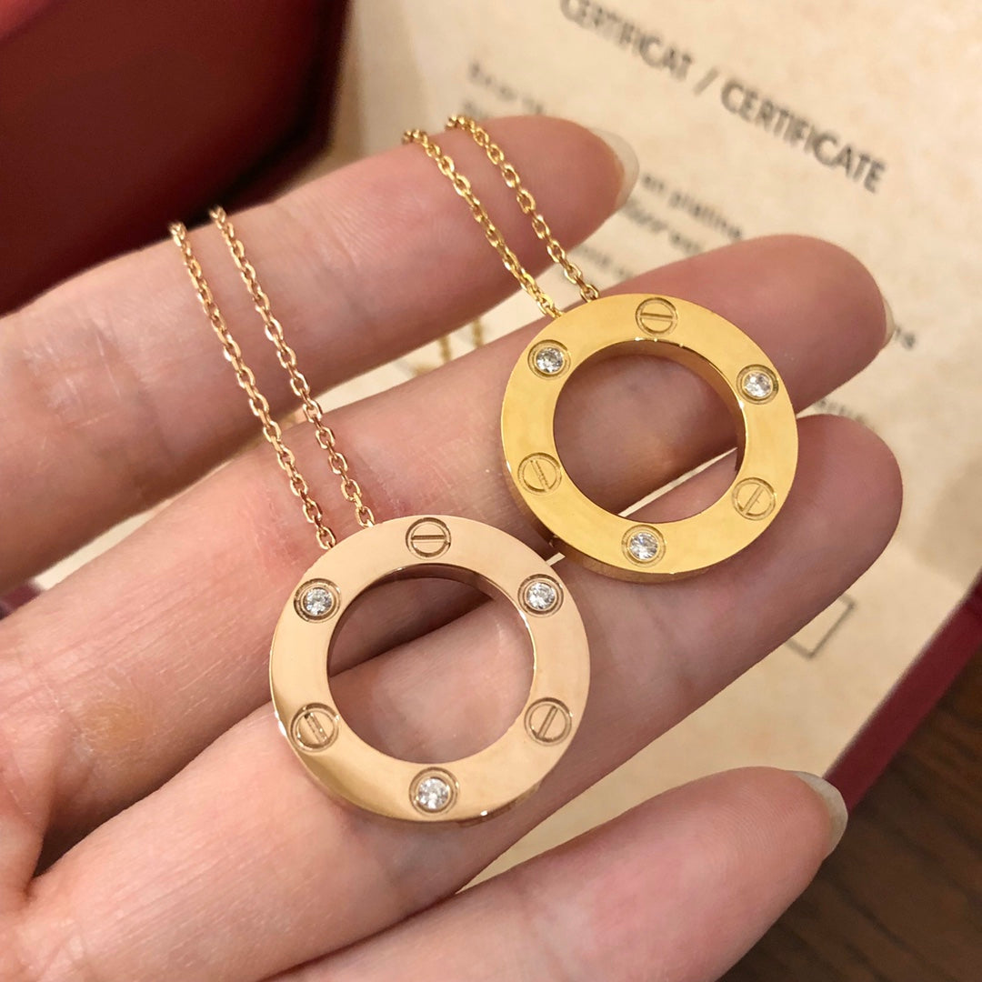 [Stellar Jewelry]LOVE NECKLACE 16MM 3 DIAMONDS