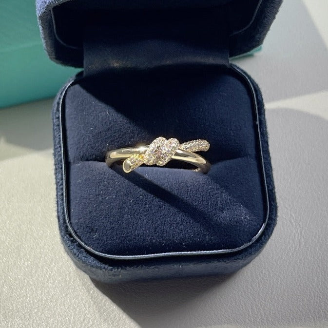 [Stellar jewels]KNOT RING DOUBLE ROW GOLD DIAMOND