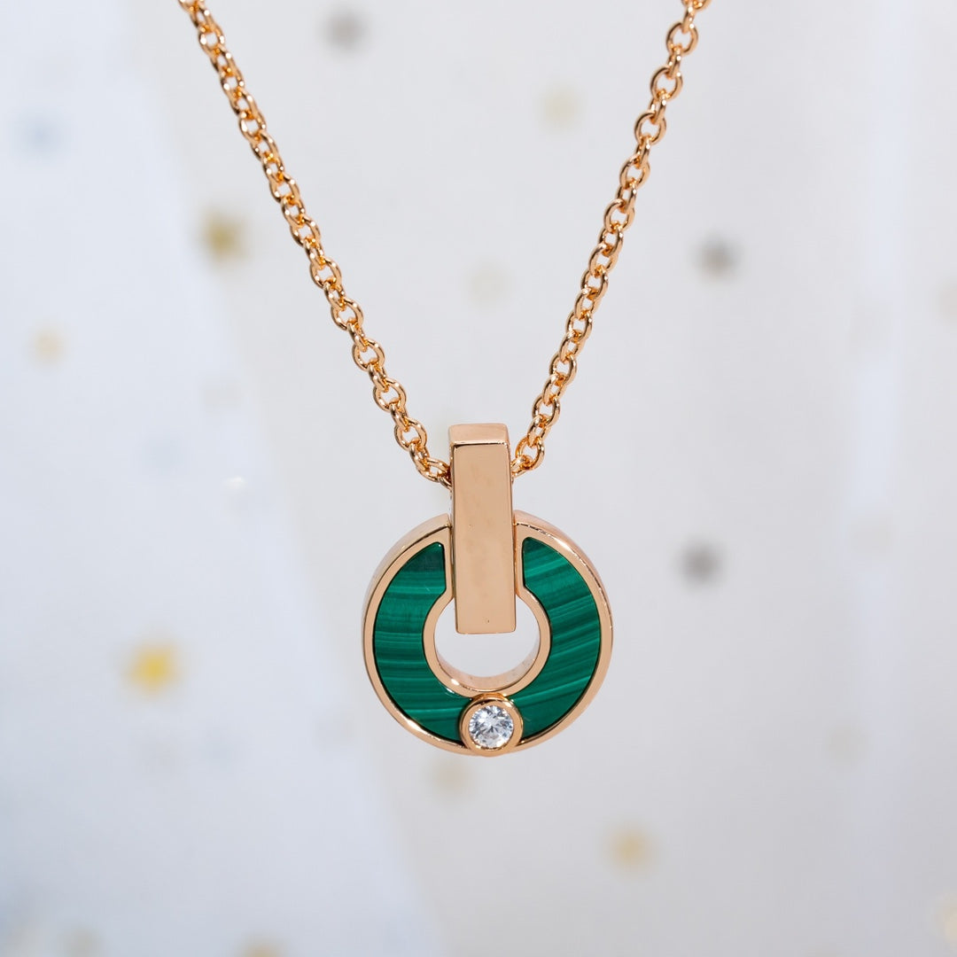 [Stellar Jewelry]GARI NECKLACE PINK GOLD MALACHITE
