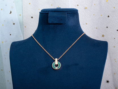 [Stellar Jewelry]GARI NECKLACE PINK GOLD MALACHITE