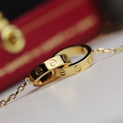 [Stellar Jewelry]LOVE NECKLACE DOUBLE RING GOLD