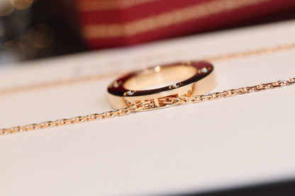 [Stellar Jewelry]LOVE NECKLACE 16MM 6 DIAMONDS PINK GOLD