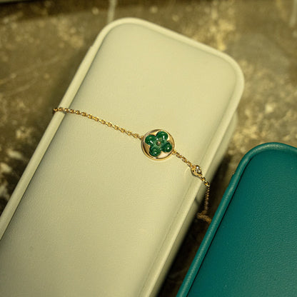 [Stellar Jewelry]SUN MALACHITE 1 DIAMOND PINK GOLD BRACELET