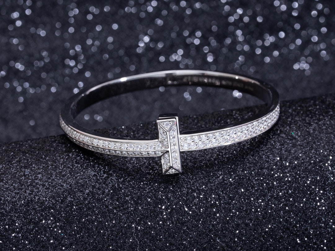 [Stellar jewels]WIDE DIAMONDS HINGED BANGLE SILVER