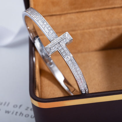 [Stellar jewels]WIDE DIAMONDS HINGED BANGLE SILVER