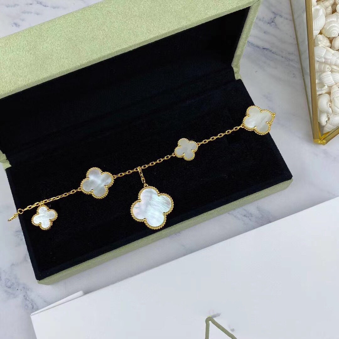 [Stellar Jewelry]MAGIC CLOVER MOP GOLD BRACELET 5 MOTIFS