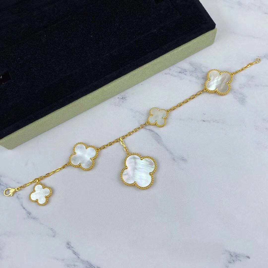 [Stellar Jewelry]MAGIC CLOVER MOP GOLD BRACELET 5 MOTIFS