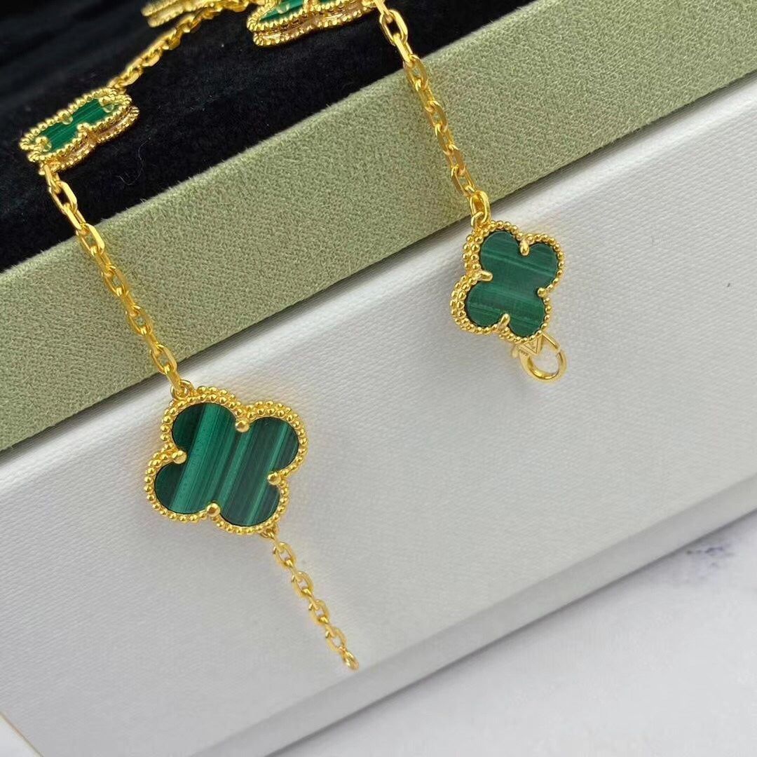 [Stellar Jewelry]MAGIC CLOVER MALACHITE GOLD BRACELET 5 MOTIFS