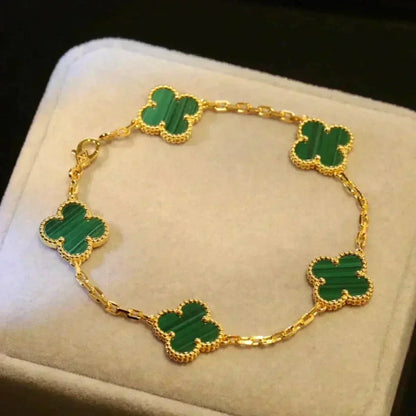 [Stellar Jewelry] CLOVER 5 MOTIF MALACHITE BRACELET COLLECTION