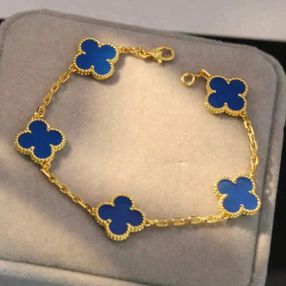 [Stellar Jewelry] CLOVER 5 MOTIF BLUE AGATE BRACELET COLLECTION