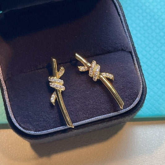 [Stellar jewels]KNOT EARRINGS GOLD DIAMOND