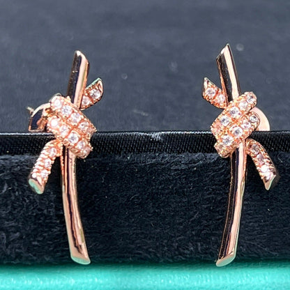[Stellar jewels]KNOT EARRINGS PINK GOLD DIAMOND