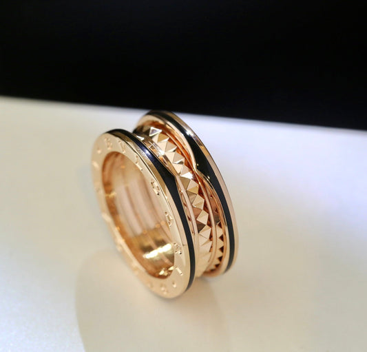 [Stellar Jewelry]ZERO 1 PINK GOLD BLACK CERAMIC RING