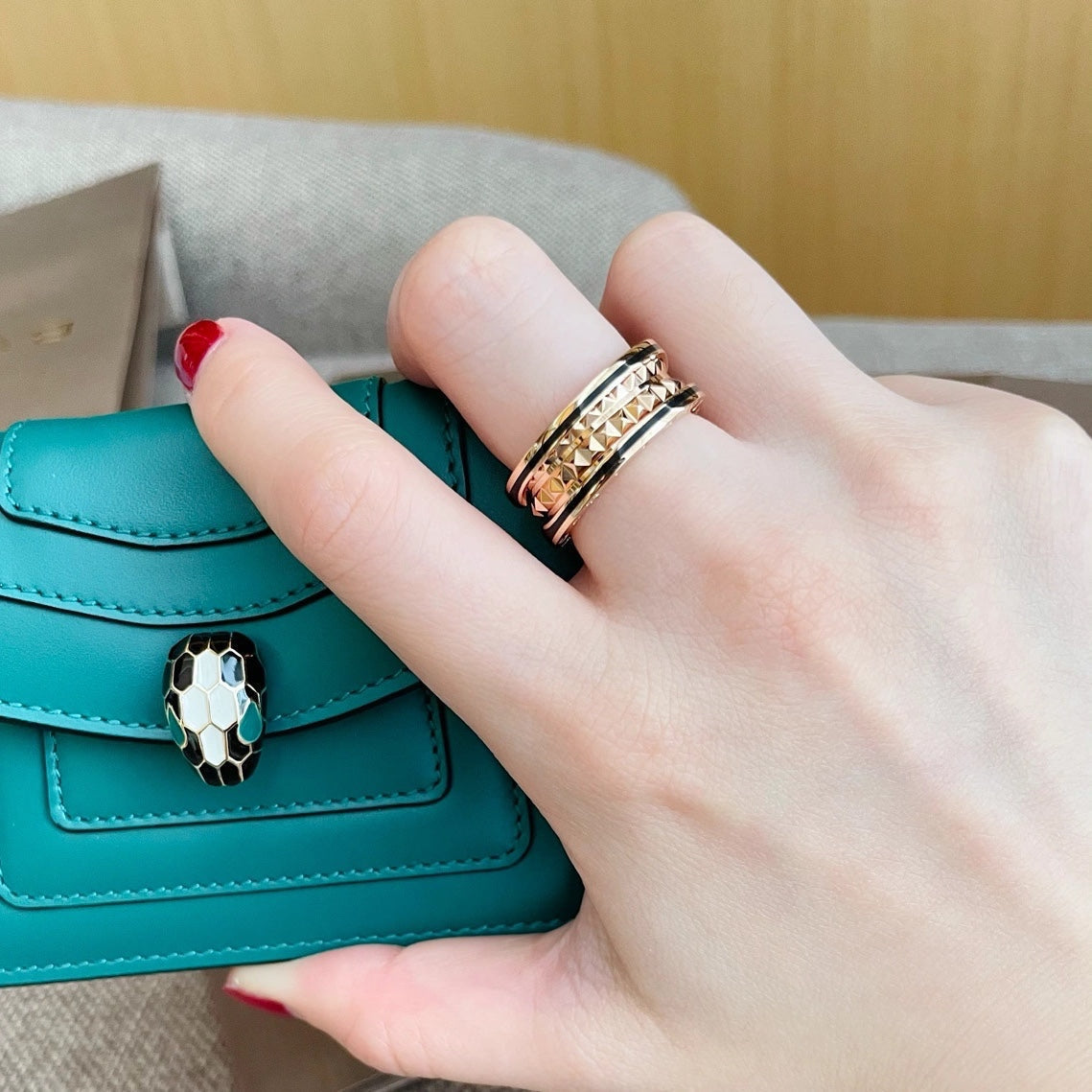 [Stellar Jewelry]ZERO 1 PINK GOLD BLACK CERAMIC RING
