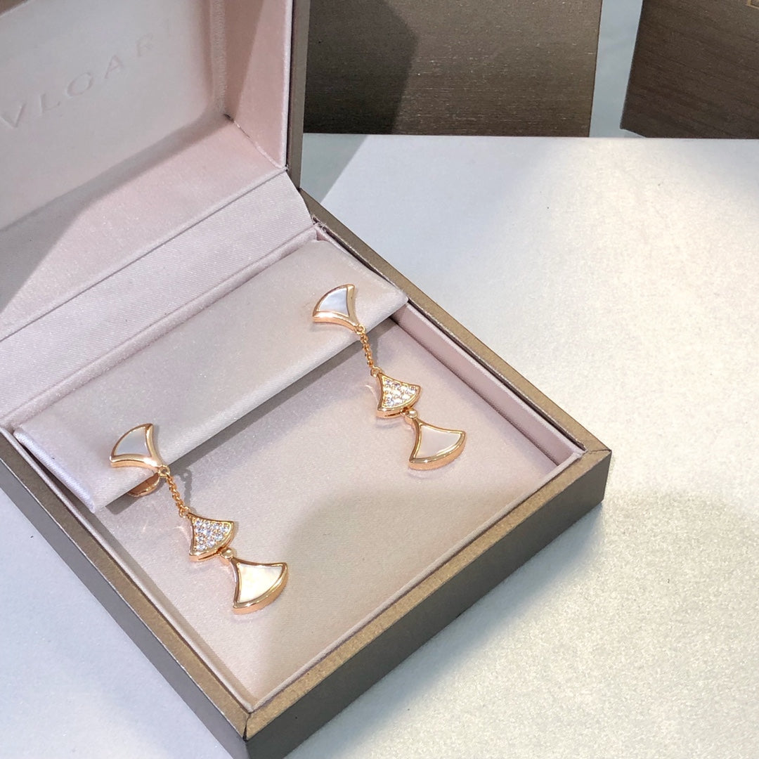 [Stellar Jewelry]DREAM EARRINGS 3 MOTIFS DIAMOND MOP PINK GOLD