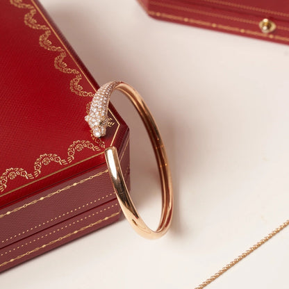 [Stellar Jewelry]PANTHERE ROSE GOLD DIAMOND OPEN BRACELET