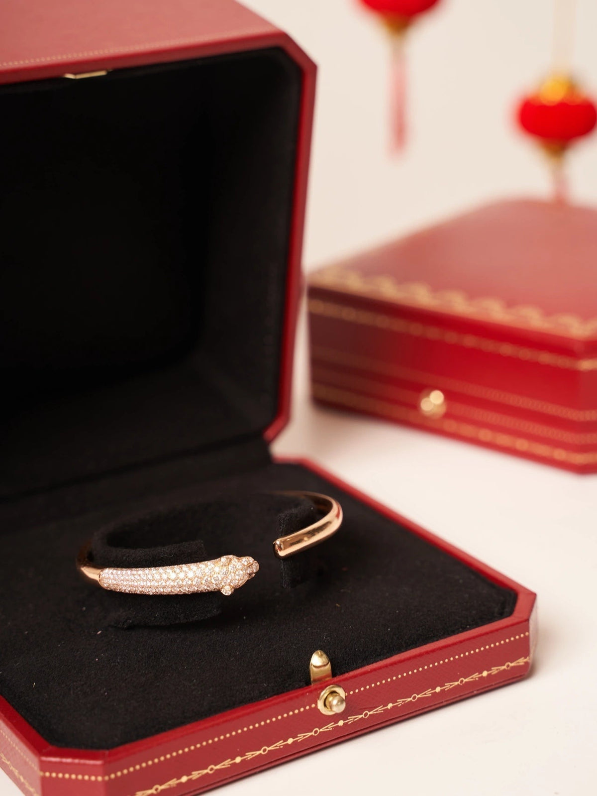 [Stellar Jewelry]PANTHERE ROSE GOLD DIAMOND OPEN BRACELET