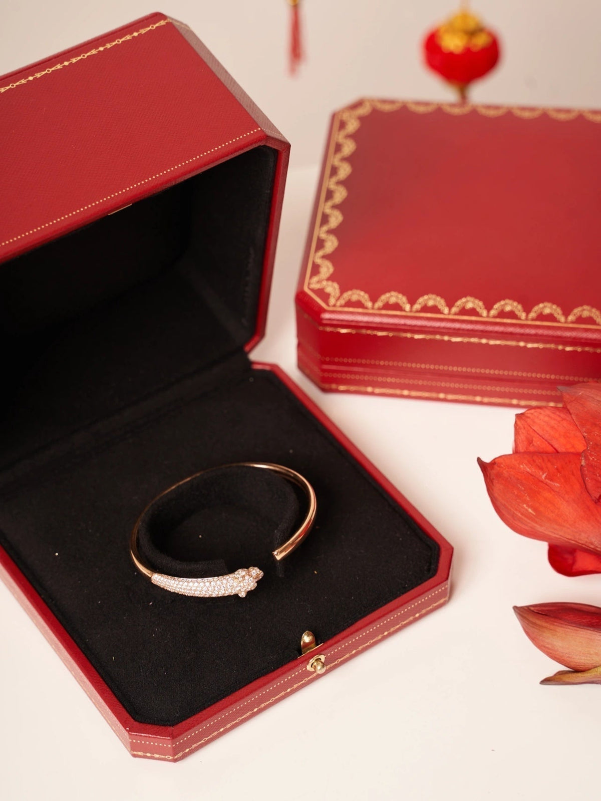 [Stellar Jewelry]PANTHERE ROSE GOLD DIAMOND OPEN BRACELET