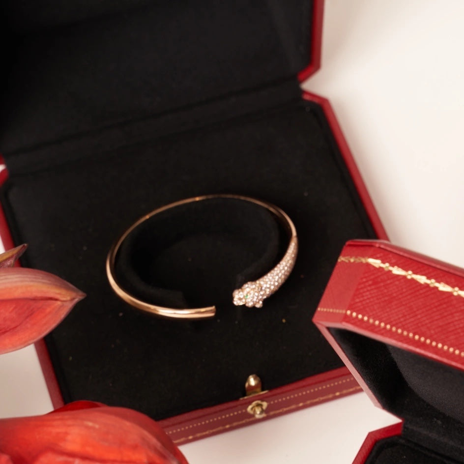 [Stellar Jewelry]PANTHERE ROSE GOLD DIAMOND OPEN BRACELET