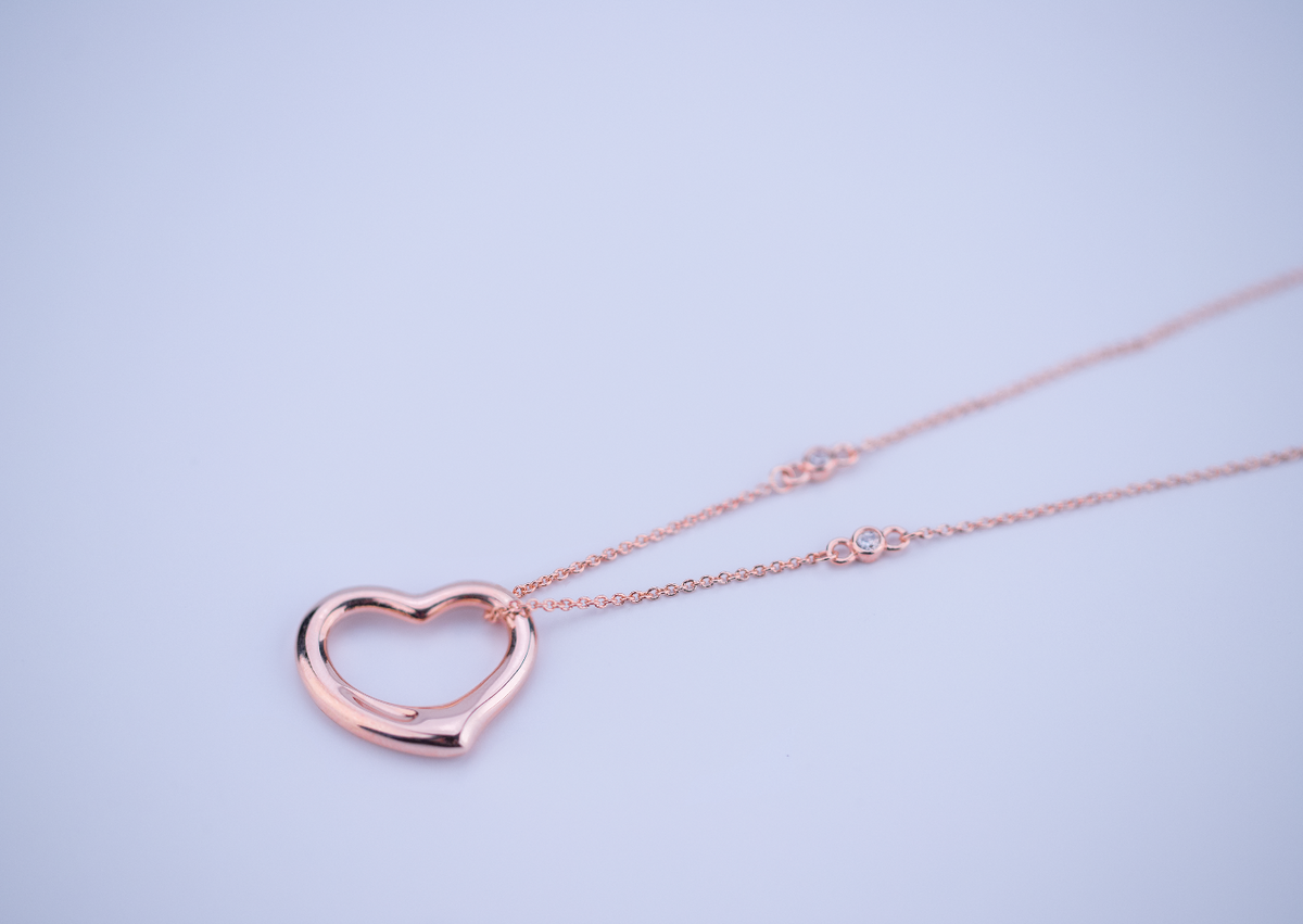 [Stellar jewels]OPEN HEART PEDANT PINK GOLD NECKLACE