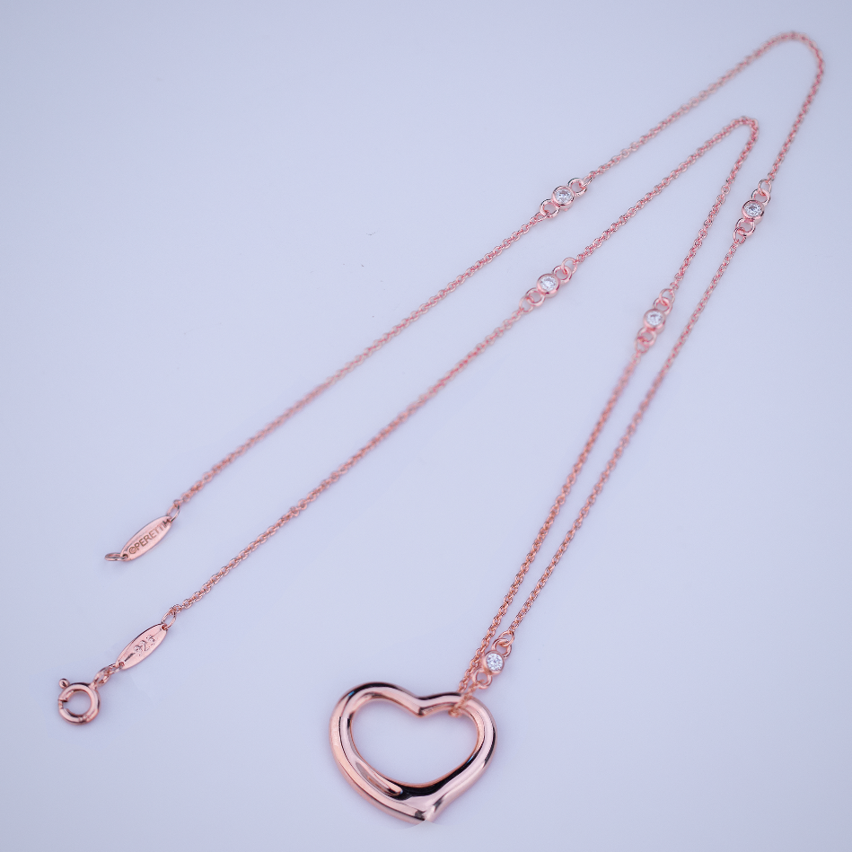 [Stellar jewels]OPEN HEART PEDANT PINK GOLD NECKLACE