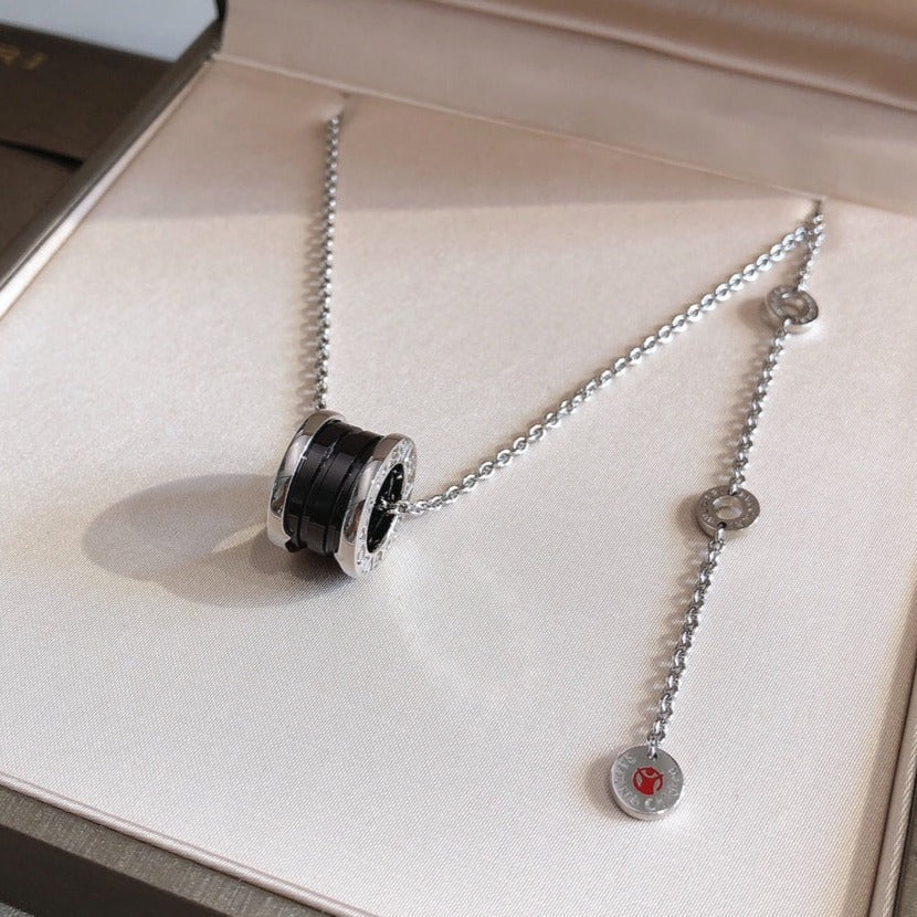 [Stellar Jewelry]ZERO 1 BLACK CERAMIC SILVER NECKLACE