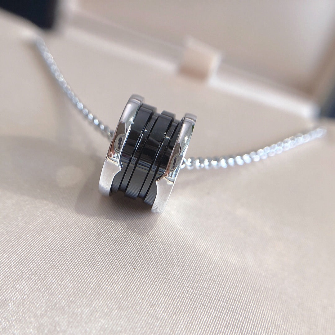 [Stellar Jewelry]ZERO 1 BLACK CERAMIC SILVER NECKLACE