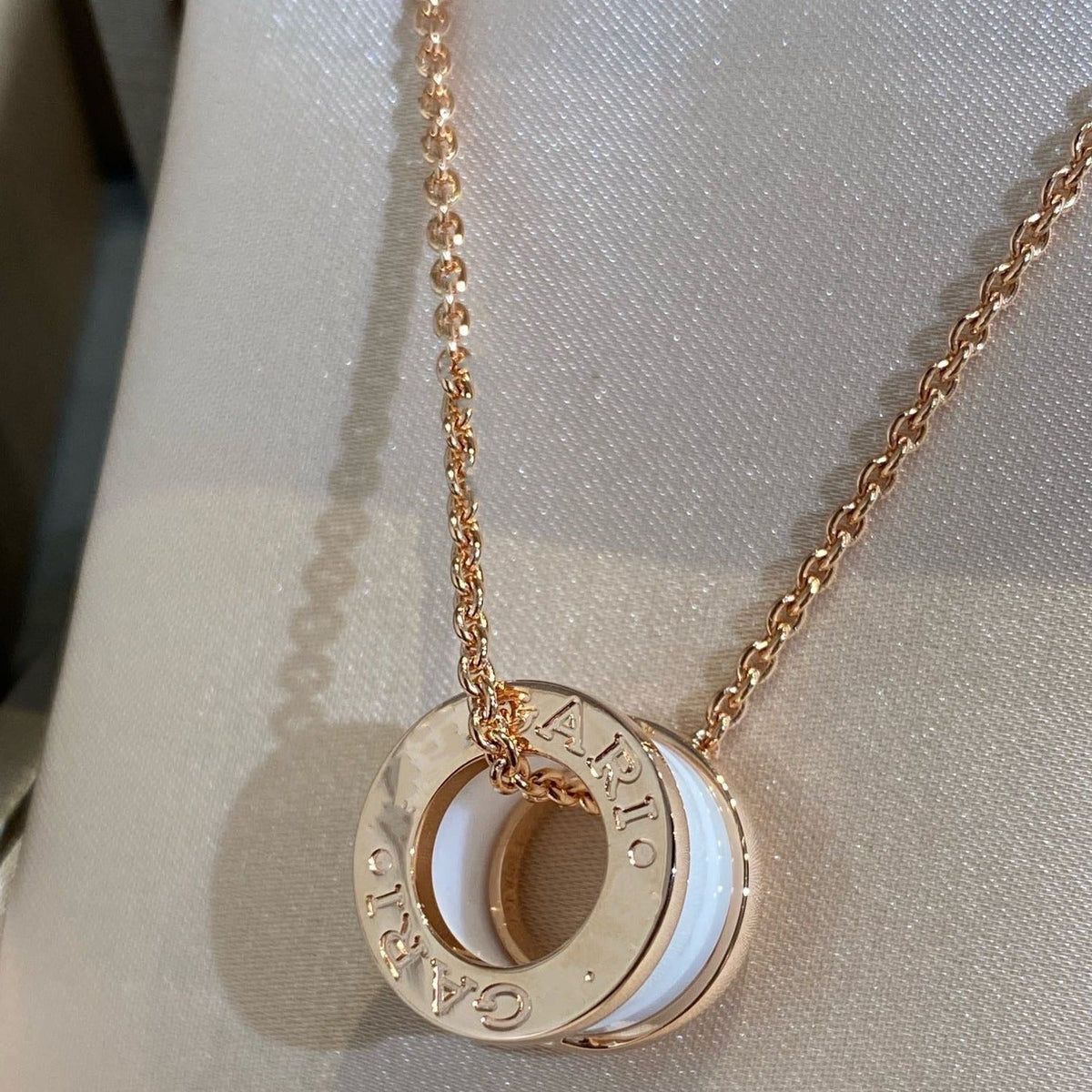 [Stellar Jewelry]ZERO 1 WHITE CERAMIC PINK GOLD NECKLACE