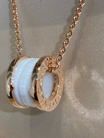 [Stellar Jewelry]ZERO 1 WHITE CERAMIC PINK GOLD NECKLACE