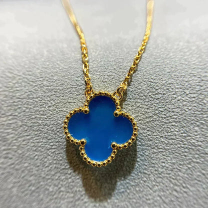 [Stellar Jewelry]CLOVER 15MM BLUE AGATE NECKLACE