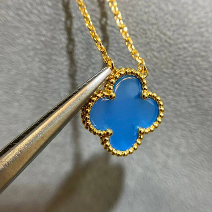 [Stellar Jewelry]CLOVER 15MM BLUE AGATE NECKLACE
