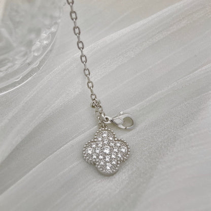 [Stellar Jewelry]CLOVER 5 MOTIFS SILVER DIAMONDS NECKLACE