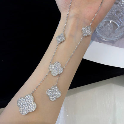 [Stellar Jewelry]CLOVER 5 MOTIFS SILVER DIAMONDS NECKLACE